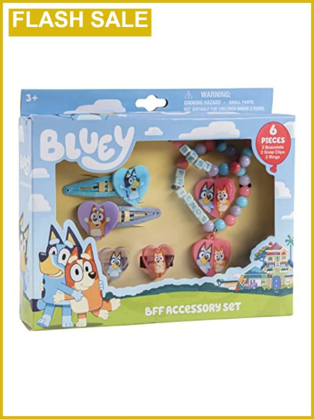 Bluey BFF Jewelry Set for Kids - 6 Piece with Rings, Bracelets & Hair Clips,